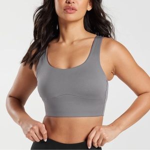 Gymshark women’s grey LONGLINE SPORTS BRA, size medium